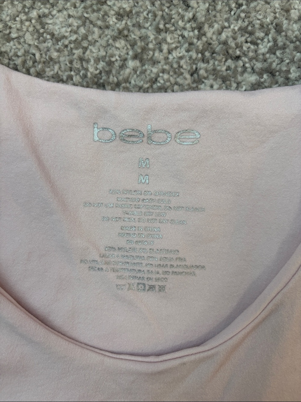bebe Light Pink Crystal Logo Tank - Picture 2 of 2